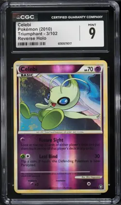 CGC 9 Celebi Reverse Holo Rare Triumphant HG & SS 2010 Pokemon Card #3 - Image 1