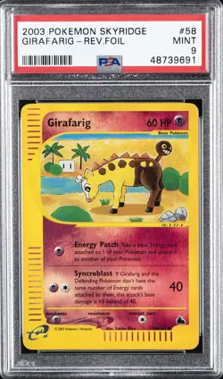 2003 POKEMON SKYRIDGE #58 GIRAFARIG-REVERSE FOIL PSA 9 - Image 1
