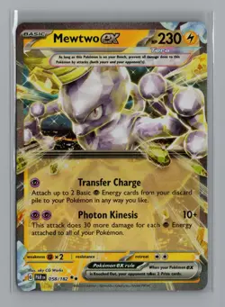 2023 Pokemon Paradox Rift Mewtwo ex #058/182 Double Rare Tera Holo NM - Image 1