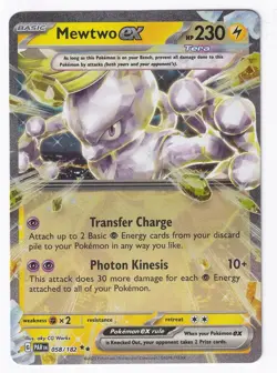 Pokemon TCG Mewtwo ex 058/182 Double Rare Paradox Rift Holo NM - Image 1