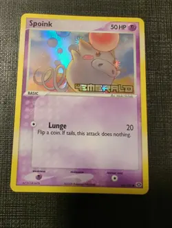Pokemon TCG Spoink Emerald 66/106 Reverse Holo Common English 2005 NM - Image 1