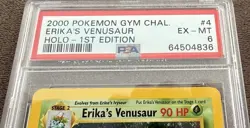 2000 Pokemon Gym Challenge 4/132 Erika's Venusaur Holo 1st Edition PSA 6 - Image 3