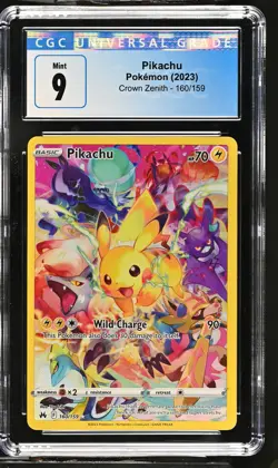 Pokemon Pikachu 160/159 Crown Zenith Secret Rare Holo Vintage CGC 9 - Image 1