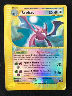 Pokemon TCG Crobat Rare Reverse Holo 147/144 Skyridge E-Card HP Condition WOTC - Image 1