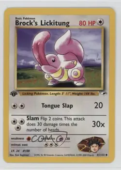 Brock's Lickitung 1st Ed. Pokemon Gym Heroes #41 2000 - Image 1