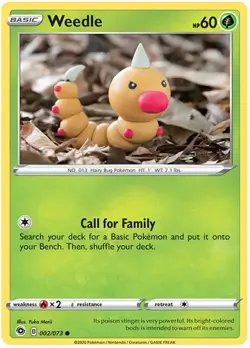 Weedle 002/073 Common Champion's Path Pokemon - Image 1