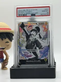2026 ONE PIECE STARTER DECK ST29-EGGHEAD B&W ALT ART #001 MONKEY D. LUFFY PSA 10 - Image 1