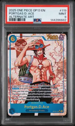 2025 ONE PIECE OP13-CARRYING ON HIS WILL ALTERNATE ART #119 PORTGAS D. ACE PSA 9 - Image 1