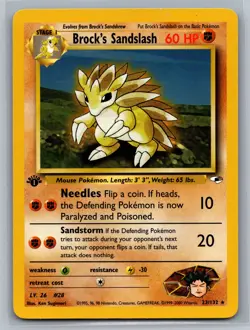 Brock's Sandslash Gym Heroes #023/132 Rare 1st Edition Pokemon Card - Image 1
