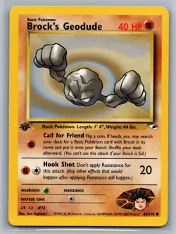 Brock's Geodude Gym Challenge #068/132 Common 1st Edition Pokemon Card - Image 1