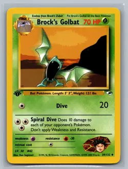 Brock's Golbat Gym Heroes #039/132 Uncommon 1st Edition Pokemon Card - Image 1