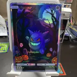 Pokemon Gengar Holo Card Ghost Type 130 HP 50 Attack English Custom Art - Image 1