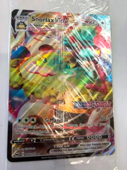 JUMBO Snorlax Vmax Oversized Promo Card #142 Full Art Holo Pokemon - Sealed - Image 1