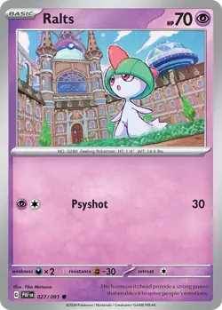 x4 Ralts 027/091 (Playset) - Paldean Fates- x4 Playset Pokemon TCG NM - Image 1