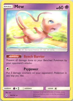 2019 SM - Unbroken Bonds Mew Holo Rare #76/214 - Image 1