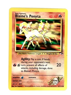 Blaine's Ponyta 63/132 Common Gym Heroes Pokemon Unlimited Lightly Played - Image 1