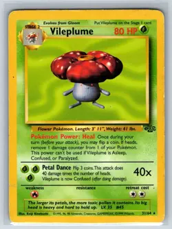 Vileplume 31/64 Rare Jungle Pokemon Unlimited Moderately Played - Image 1