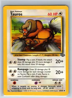 Tauros 47/64 Uncommon Jungle Pokemon Unlimited Lightly Played - Image 1