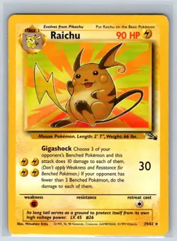 Raichu 29/62 Rare Fossil Pokemon Unlimited Moderately Played - Image 1