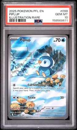 2025 POKEMON PFL EN-PHANTASMAL FLAMES ILLUSTRATION RARE #098 PIPLUP PSA 10 - Image 1