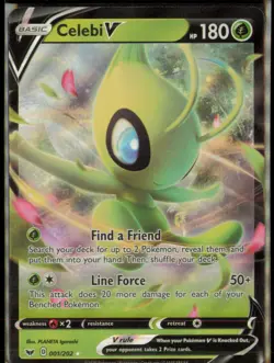 CELEBI V 001/202 HOLO V RARE SWORD & SHIELD POKEMON NM - Image 1