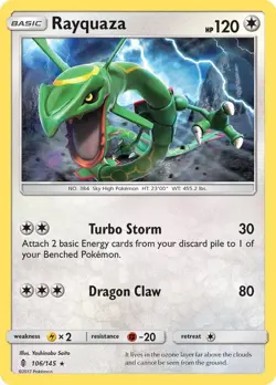 Rayquaza 106/145 Rare Guardians Rising Pokemon Reverse Holo MP - Image 3