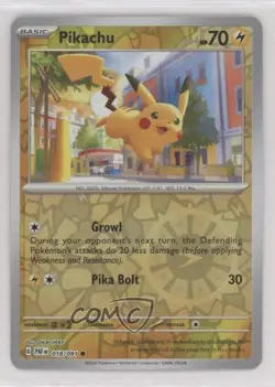 Pikachu Reverse Foil Pokemon Scarlet & Violet Paldean Fates #018 - Image 1