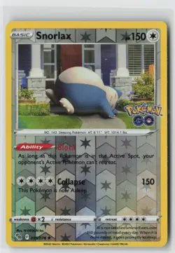 Snorlax Reverse Holo Holo Rare Pokemon GO 055/078 NM - Image 1