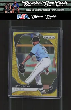 2020 Panini Prizm 44 Justin Dunn Gold Prizm Rookie #/10 - Image 1