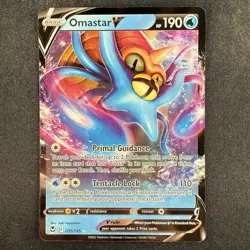 Pokemon TCG Omastar V 035/195 Silver Tempest Sword & Shield Ultra Rare Holo Card - Image 1