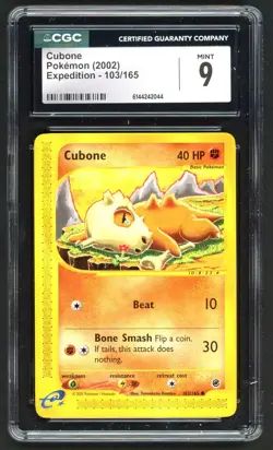 Pokemon Card - CGC 9 Cubone 103/165 - Expedition Base Set - MINT - Image 1
