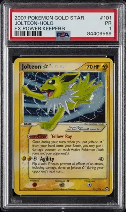 2007 POKEMON EX POWER KEEPERS GOLD STAR #101 JOLTEON-HOLO PSA 1 - Image 1