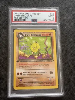 Pokemon Card - Team Rocket Dark Primeape 1st Edition 43/82 PSA 9 MINT! - Image 1