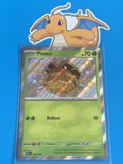 Pokemon Pineco Holo Shiny Rare Card 099/091 SV Paldean Fates Mint - Image 1
