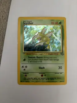 Pokemon Card Scyther 10/64 Jungle Unlimited Holo Vintage WOTC Rare LP 1999 - Image 1