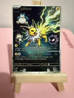 Jolteon Meowth Gastly Snorlax Video Game Style Pokemon Card DISPLAY ART CARD - Image 1