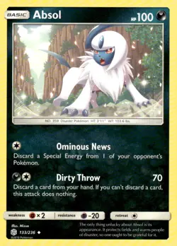 Absol 133/236 Uncommon Cosmic Eclipse Pokemon Near Mint - Image 1