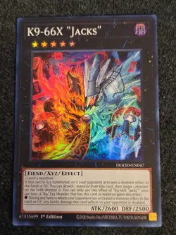 Yugioh K9 -66X "Jacks" DOOD-EN047 1st Edition Super Rare NM In Hand - Image 1
