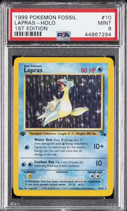 1999 POKEMON FOSSIL 1ST EDITION #10 LAPRAS-HOLO PSA 9 - Image 1