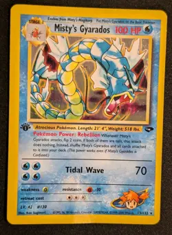 Misty’s Gyarados 13/132 1st Edition Gym Challenge Holo Pokemon Card WOTC DMG - Image 1