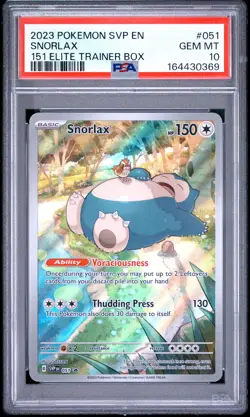 Snorlax 051 151 Elite Trainer Box Sv Black Star Promo Pokemon PSA 10 - Image 1
