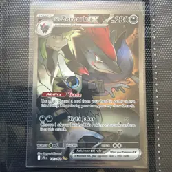 *DAMAGED* N's Zoroark ex 185/159 Sv09: Journey Together Holo Pokemon Card - Image 1