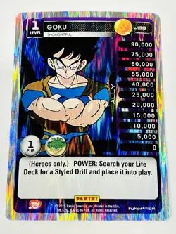 DBZ Dragon Ball Z TCG Card Panini U69 Goku, Thoughtful Holo Foil Card 2015 CCG - Image 1