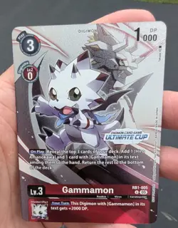 Digimon Card Game Gammamon RB1-005 Ultimate Cup Holo Digimon Card (top 16) - Image 1