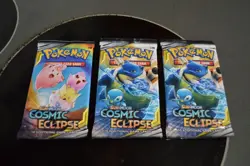 3 Pokemon Trading Card Game Sun & Moon Cosmic Eclipse Booster Packs 820650805899 - Image 1