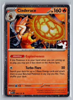 Cinderace - Rare Prize Pack Series Cards 028/132 NM Cosmos Holo - Image 1