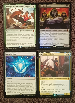 MAGIC THE GATHERING MARVEL SUPERHEROES LOT OF 4 Doom, Cosmic Cube, King T'Challa - Image 1