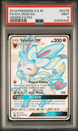 2019 POKEMON SUN & MOON HIDDEN FATES #SV76 FULL ART/SYLVEON GX PSA 9 - Image 1