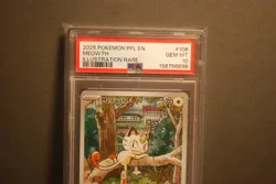 PSA 10 Gem Mint Meowth #106/094 Phantasmal Flames 2025 - Image 3