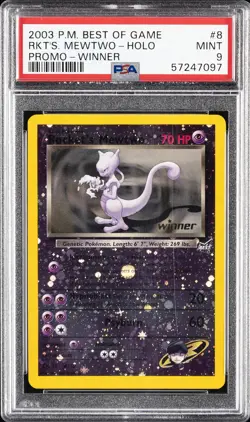 2003 POKEMON BEST OF GAME PROMO WINNER #8 ROCKET'S MEWTWO-REVERSE FOIL PSA 9 - Image 1